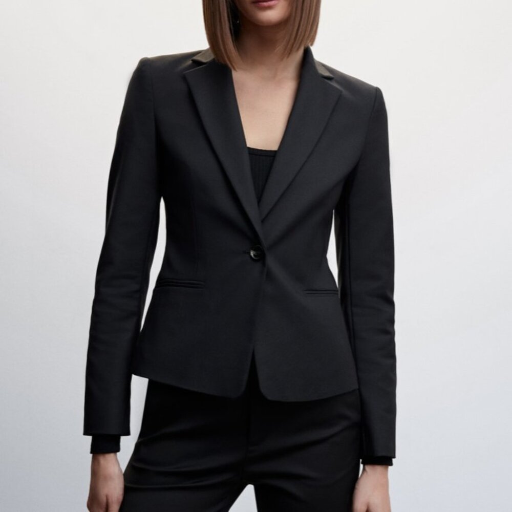Mango Basics Structured Suit Blazer In Black, Siz… - image 3